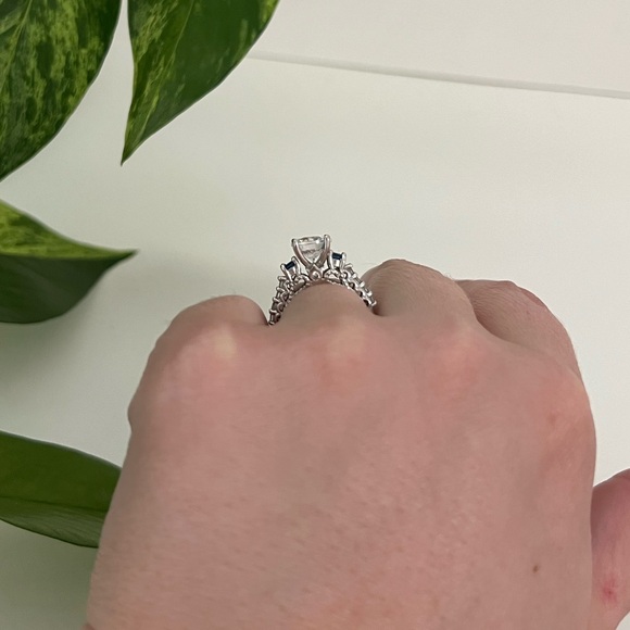 Sterling Silver Cubic Zirconia & Blue Sapphire Filigree Ring, Size 5.5 - Picture 10 of 16